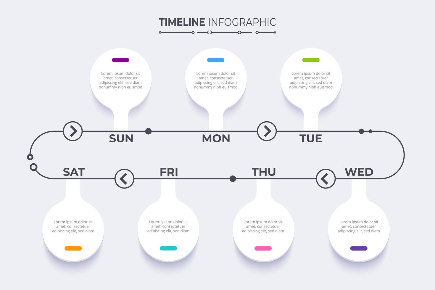 tijdlijn infographics sjabloon. mijlpaal of procesdiagram concept. vector