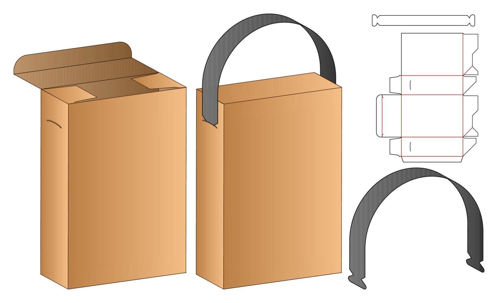 doos verpakking gestanst sjabloonontwerp. 3D-model vector