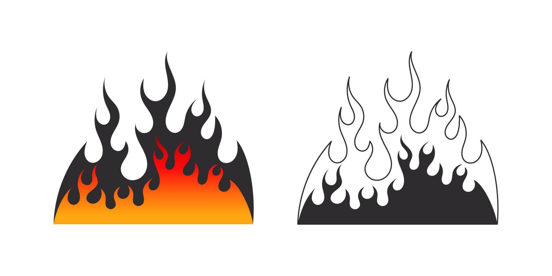 brand vlam. brand en vlammen. zwart en rood vurig vlammen. vector schaalbaar grafiek