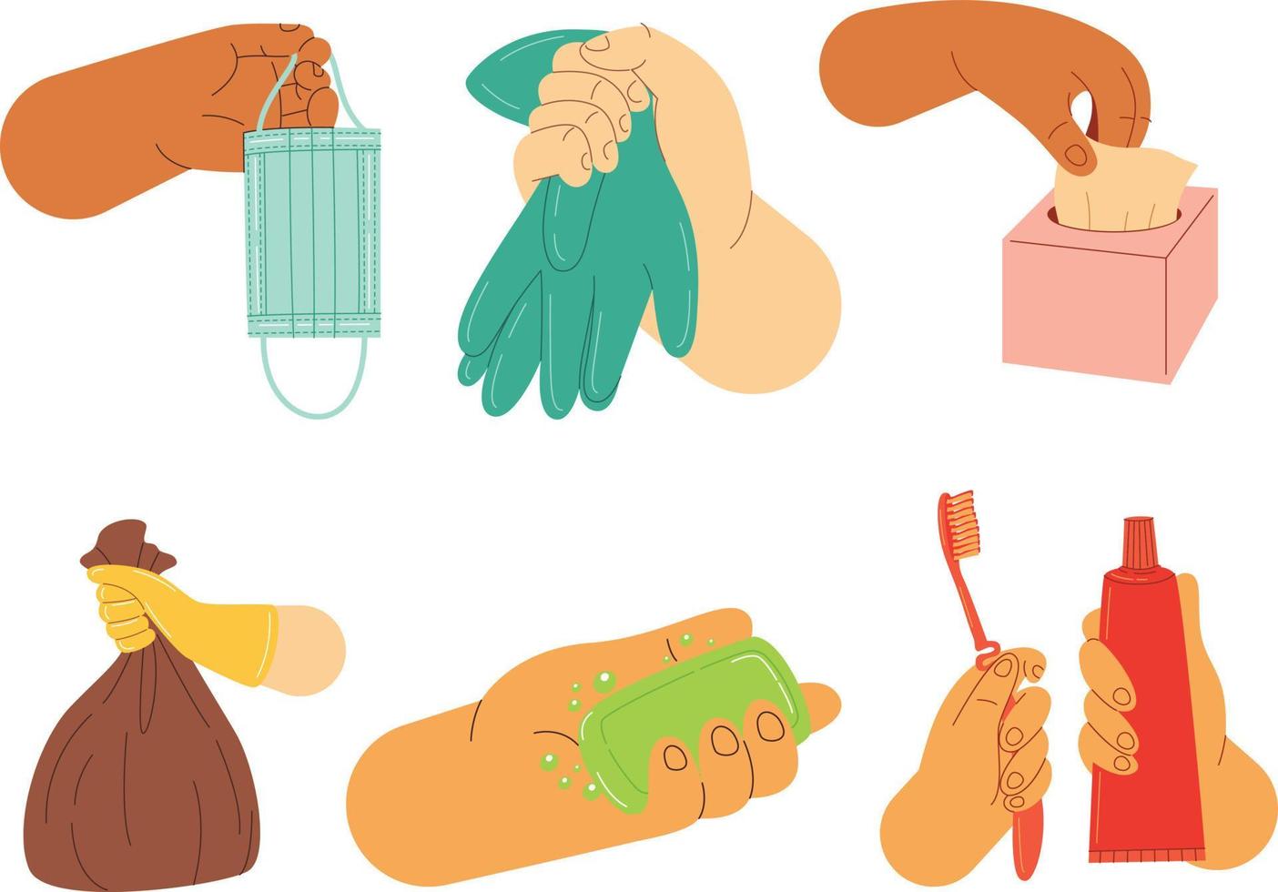 schoon en schoonmaak concept. hand- getrokken vlak vector illustratie set.