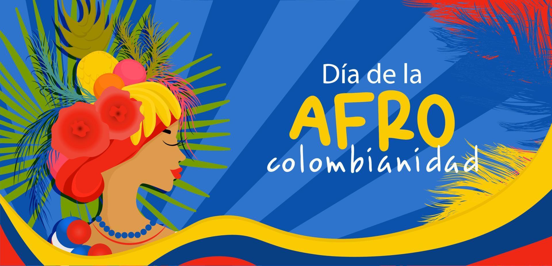 afro-columbiaans dag in Colombia in Spaans. horizontaal banier in helder kleuren reizen concept naar Colombia. vector
