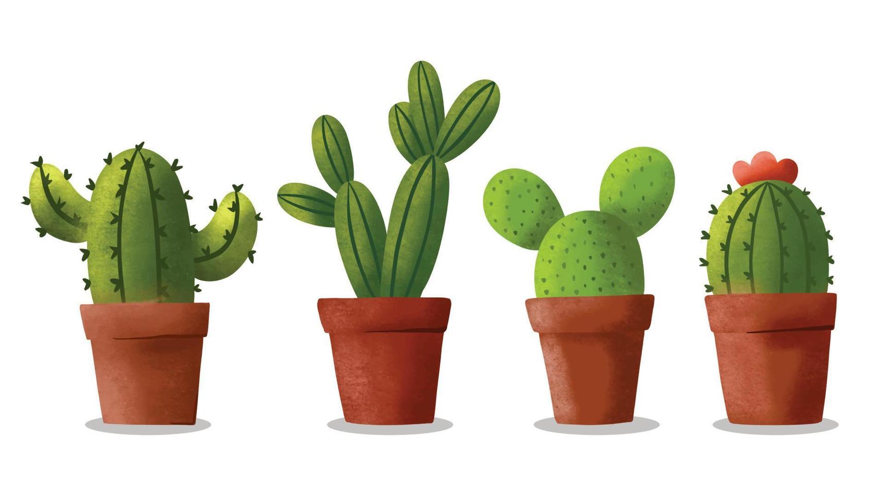 cactus in een pot illustratie met graan effect vlak botanisch natuurlijk esthetisch element vector