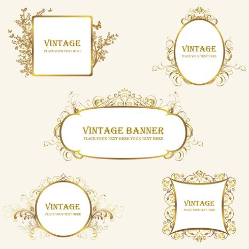 Grieks en vintage frames goud vector