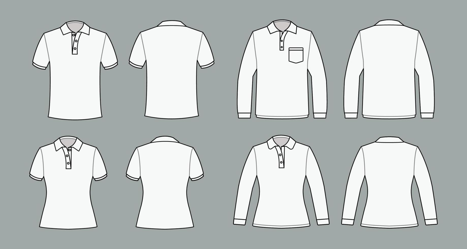 schets wit polo overhemd mockup vector