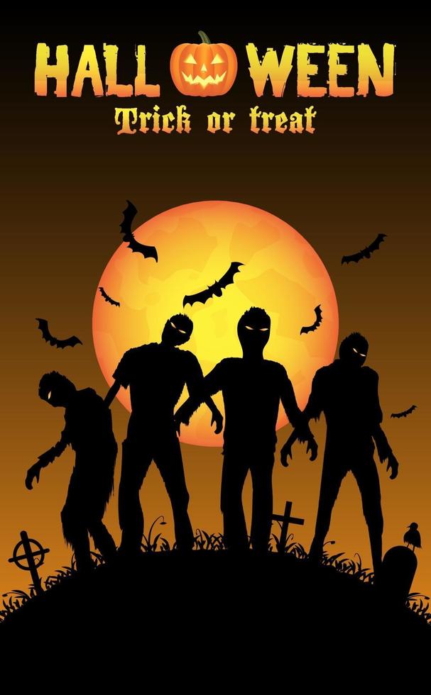 halloween zombies op een kerkhof vector