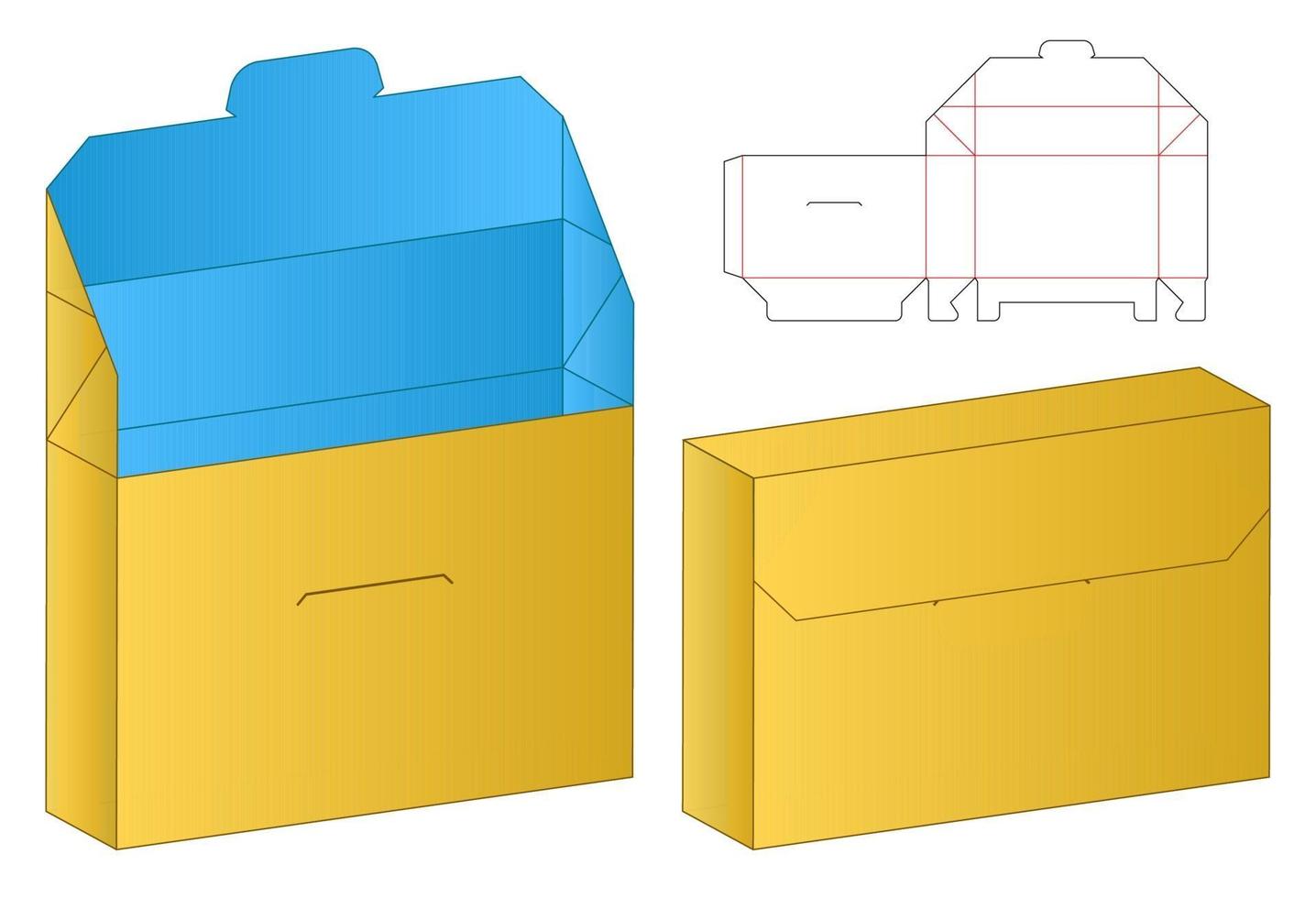 doos verpakking gestanst sjabloonontwerp. 3D-model vector