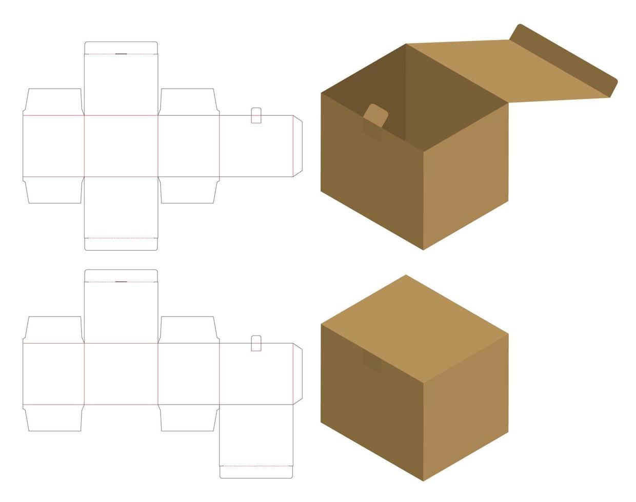 doos verpakking gestanst sjabloonontwerp. 3D-model vector