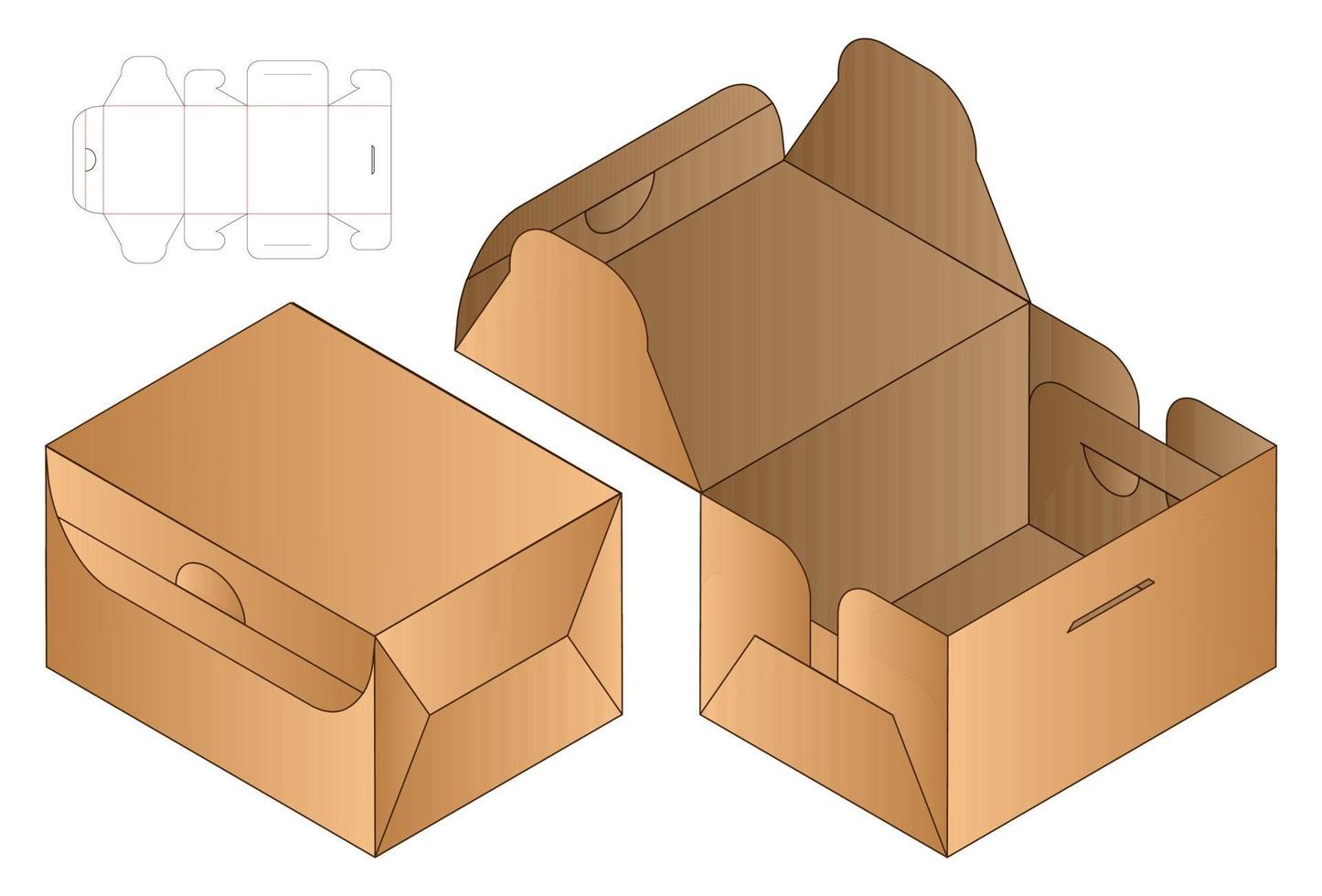 doos verpakking gestanst sjabloonontwerp. 3D-model vector