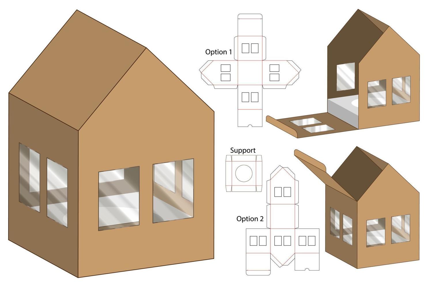 doos verpakking gestanst sjabloonontwerp. 3D-model vector