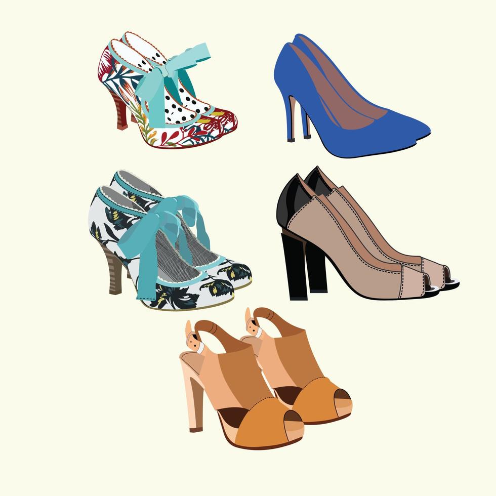 vrouw mode schoenen vector