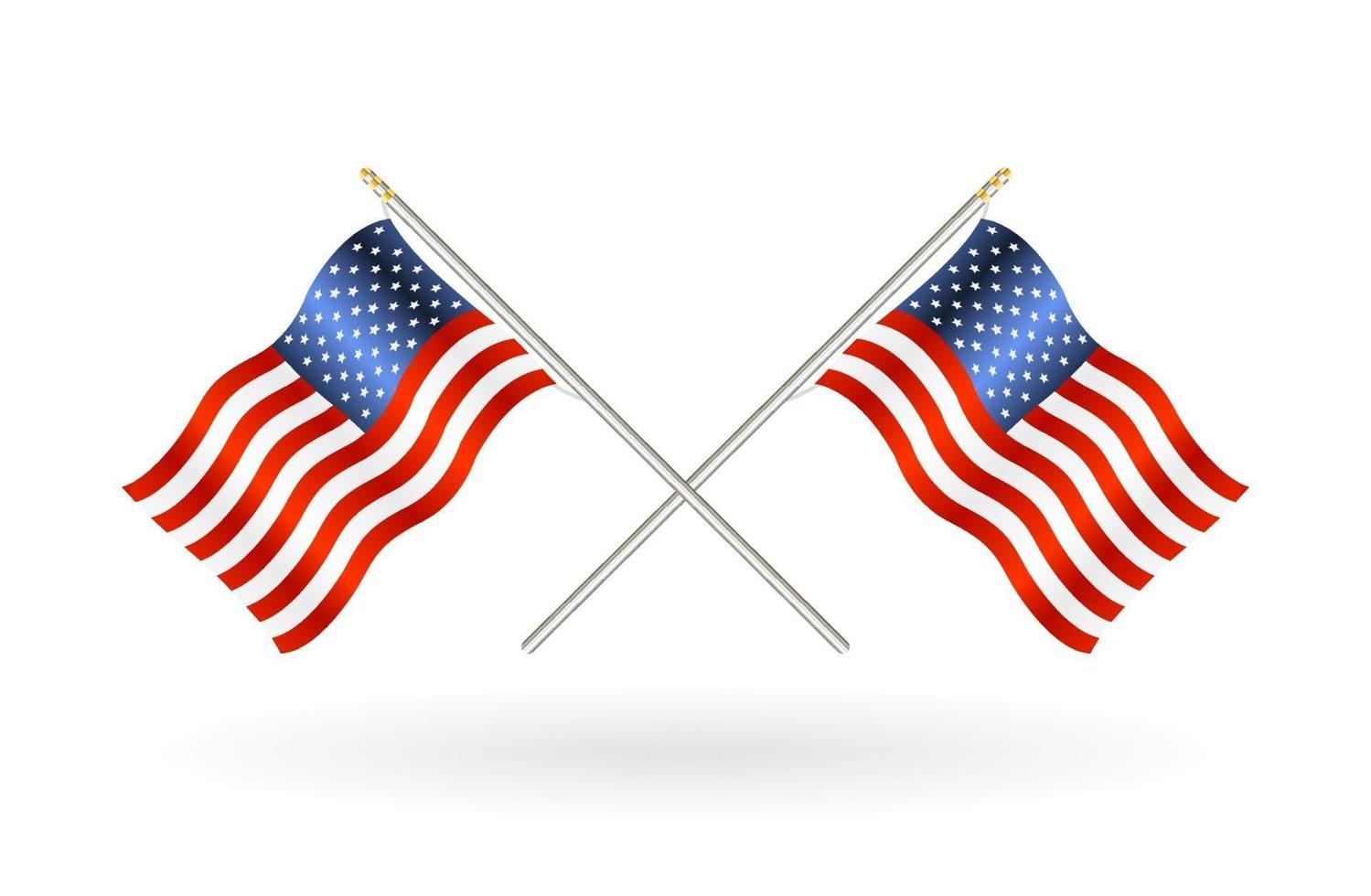 kruis de vlag van de Verenigde Staten van Amerika op een witte achtergrond vector