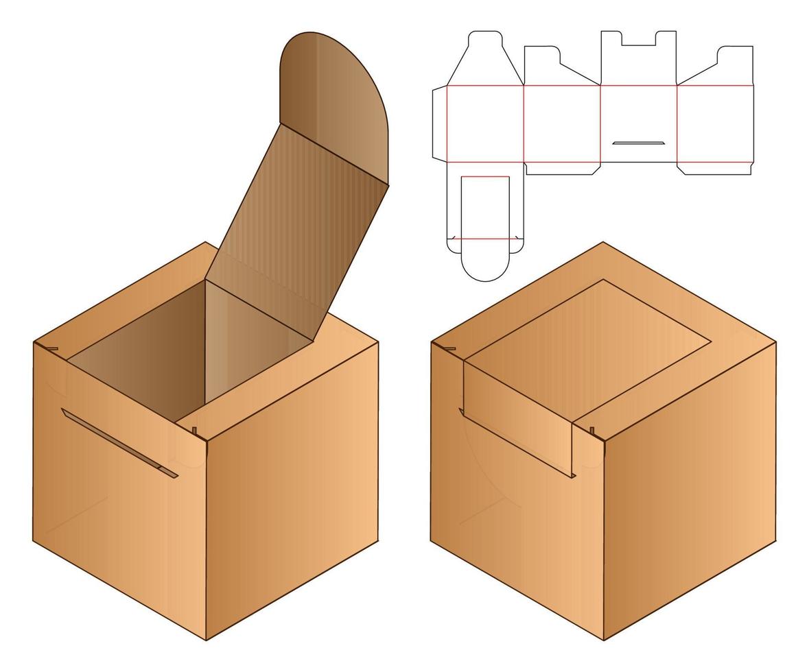 doos verpakking gestanst sjabloonontwerp. 3D-model vector