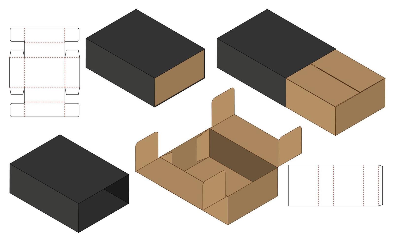 doos verpakking gestanst sjabloonontwerp. 3D-model vector