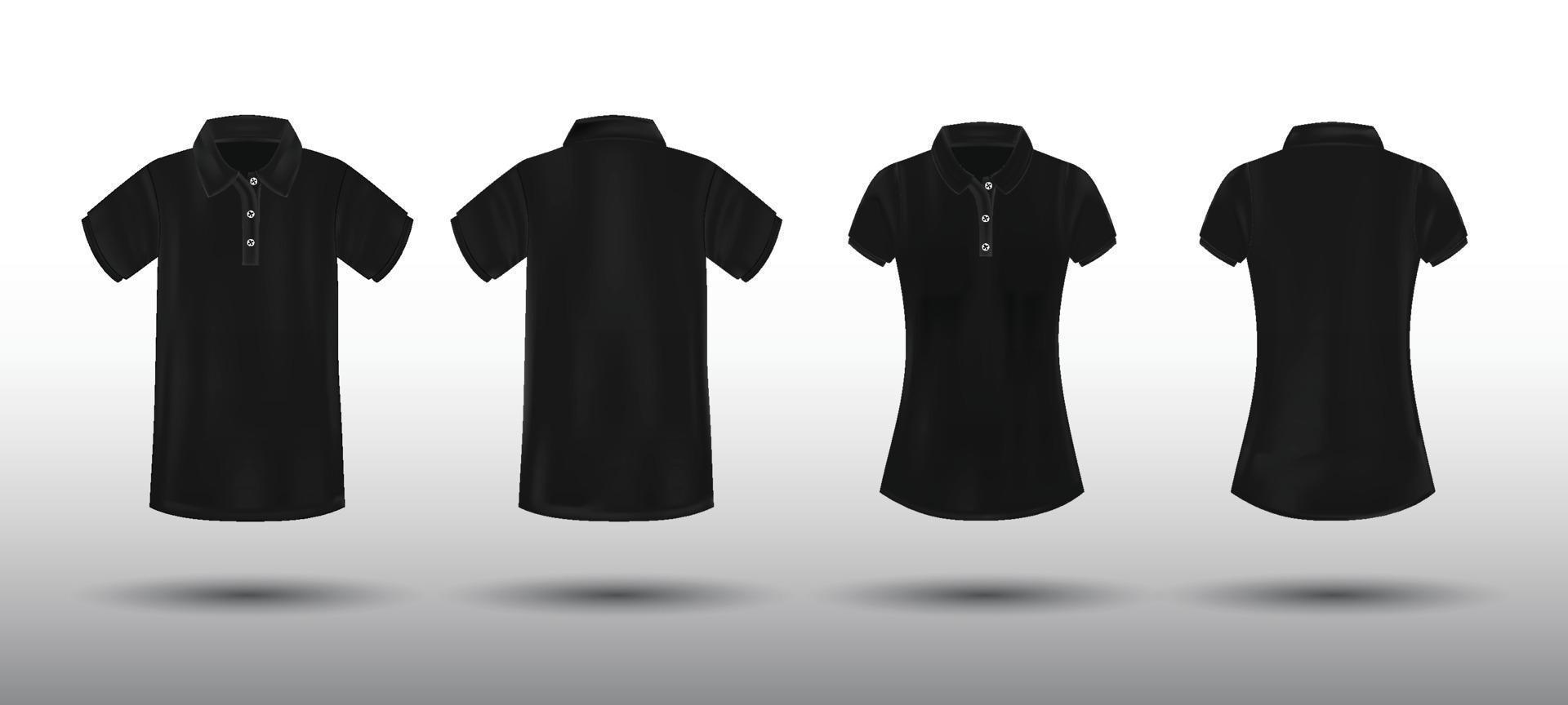 3d zwart polo overhemd bespotten omhoog vector