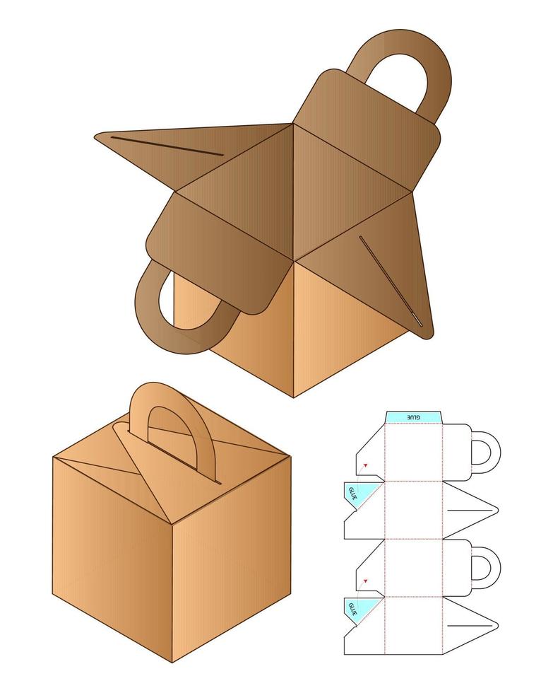 doos verpakking gestanst sjabloonontwerp. 3D-model vector