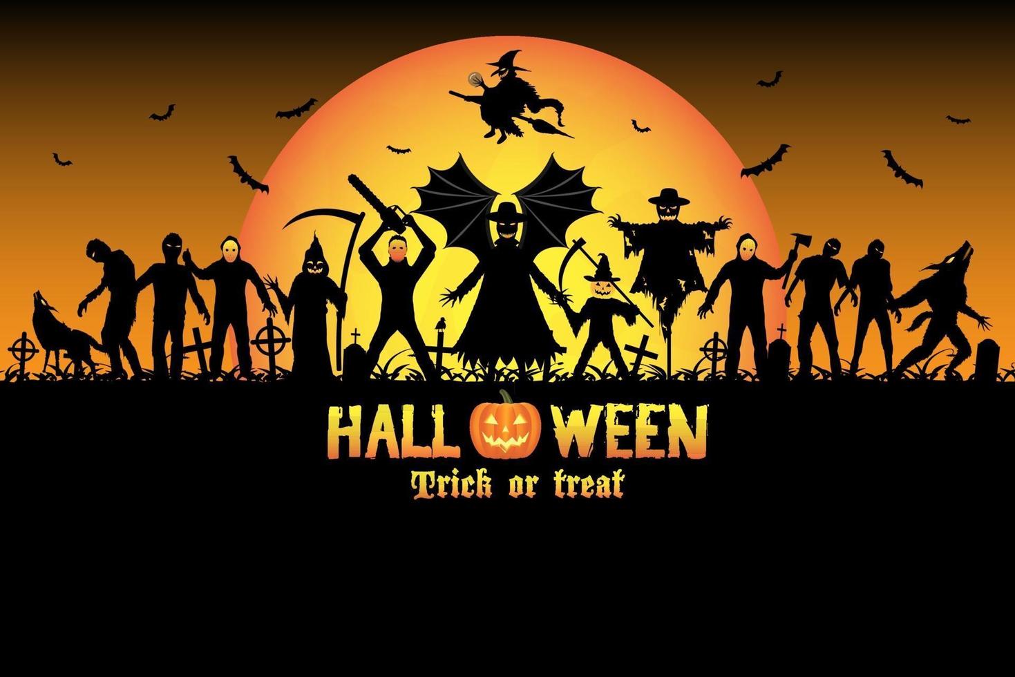 halloween monster zombie seriemoordenaar set vector