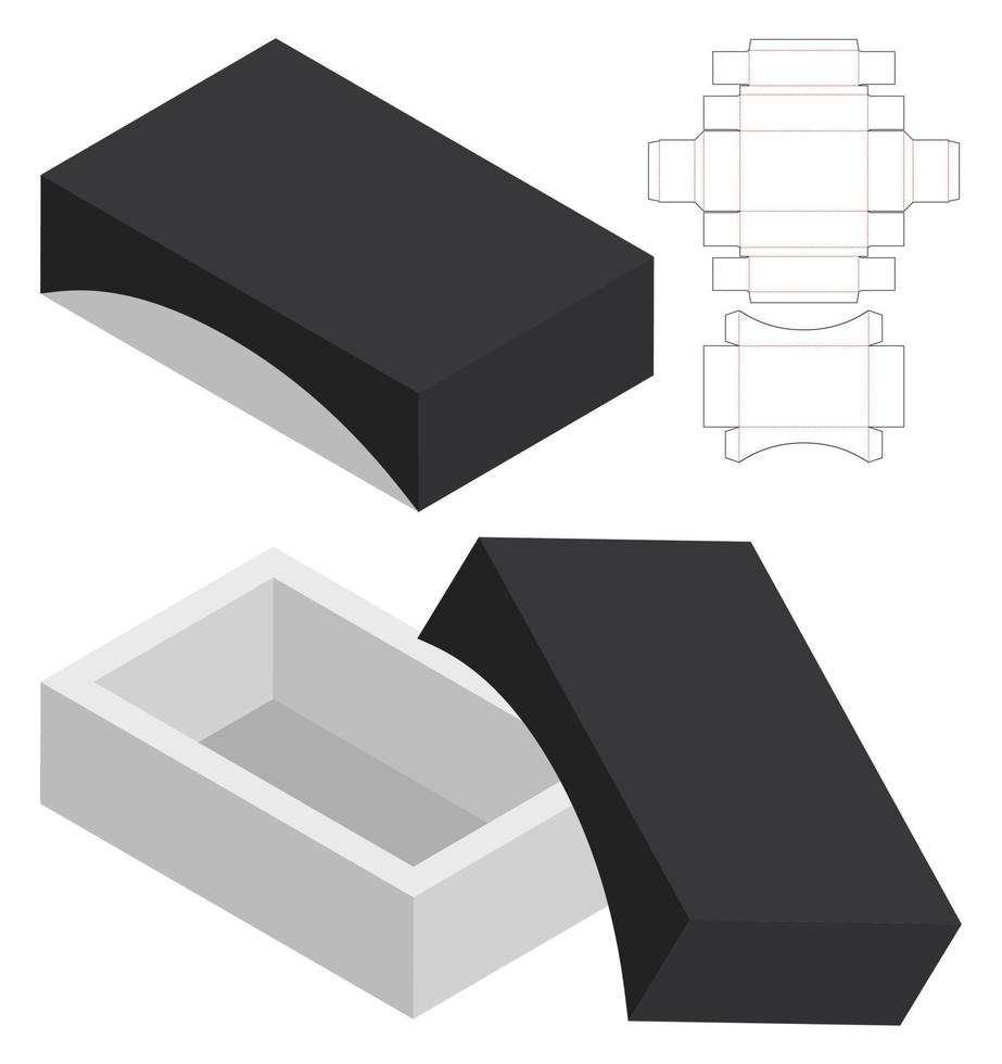 doos verpakking gestanst sjabloonontwerp. 3D-model vector