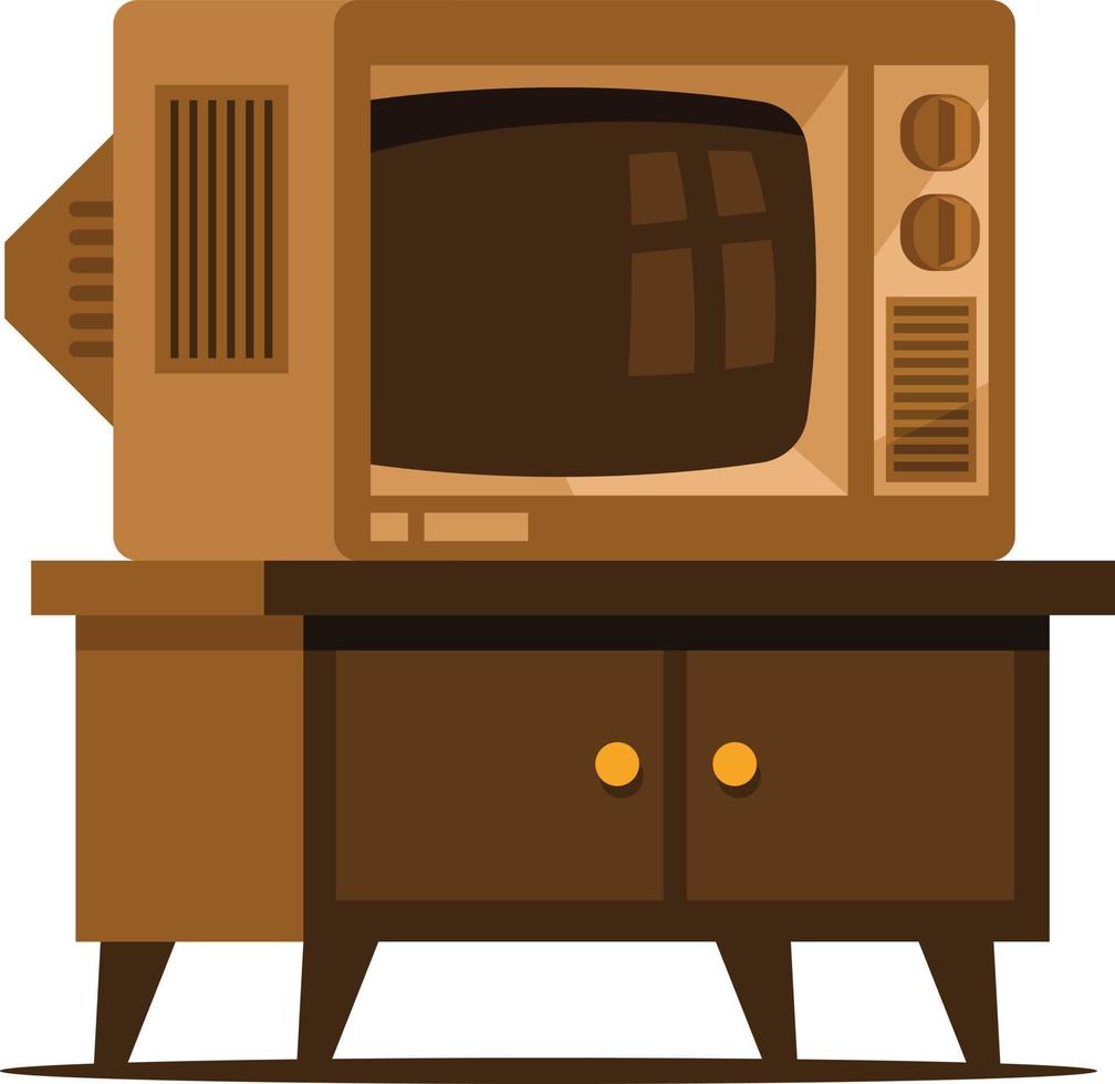 vector grafiek van een oud TV reeks staand Aan een oud kabinet