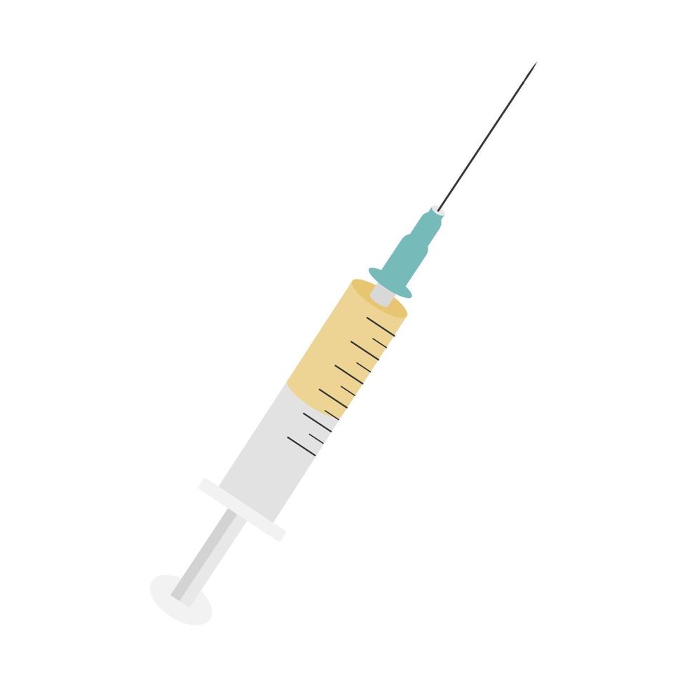 een spuit voor injectie met een vaccin op een witte achtergrond. vector illustratie