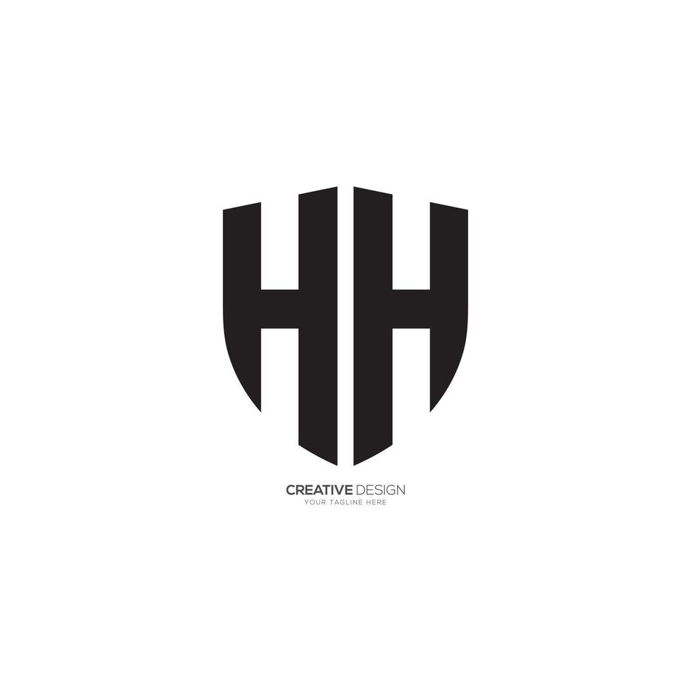 modern brief h h met veiligheid schild monogram logo vector