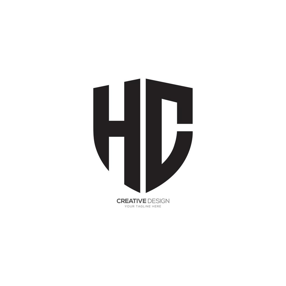 modern brief h c met schild vorm veiligheid bedrijf logo vector