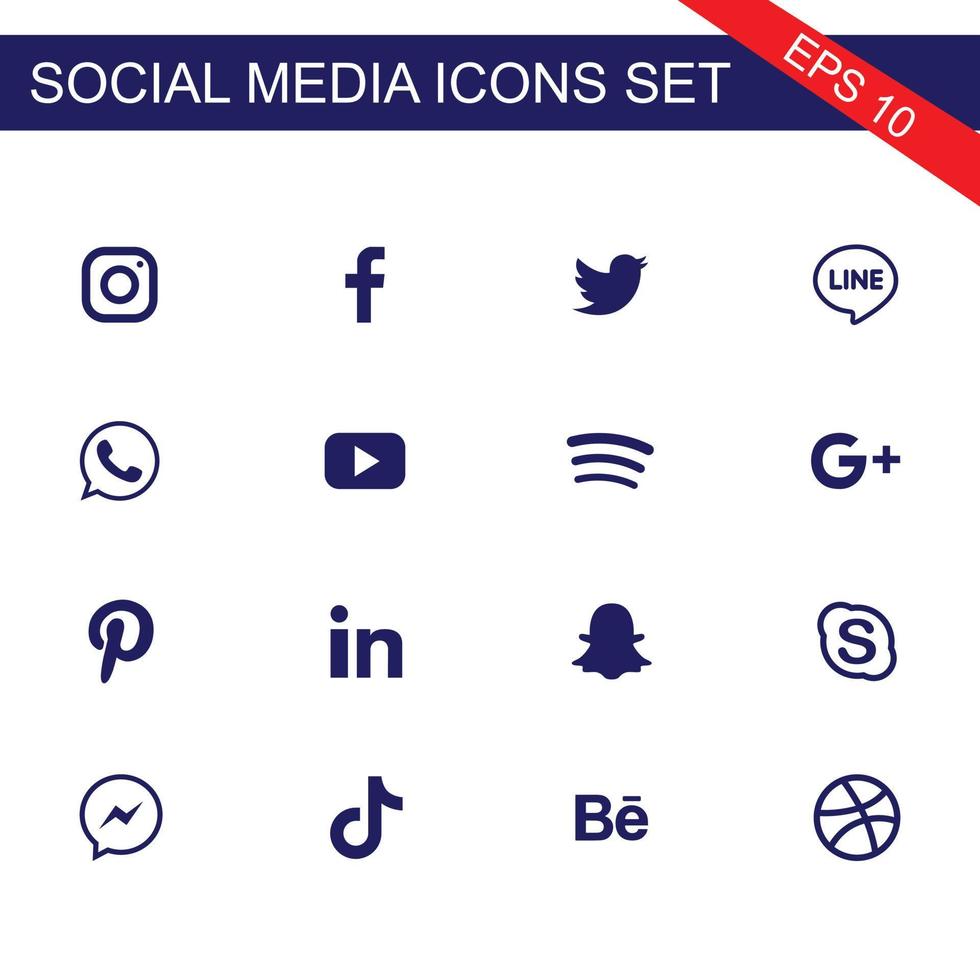 icoon, sociaal, media, facebook, logo, vector, instagram, gekoppeld, twitteren, youtube, set, whatsappen, web, telegram, snapchat, pictogram, symbool, app, vlak, bedrijf, internetten, logo, teken, video, netto vector