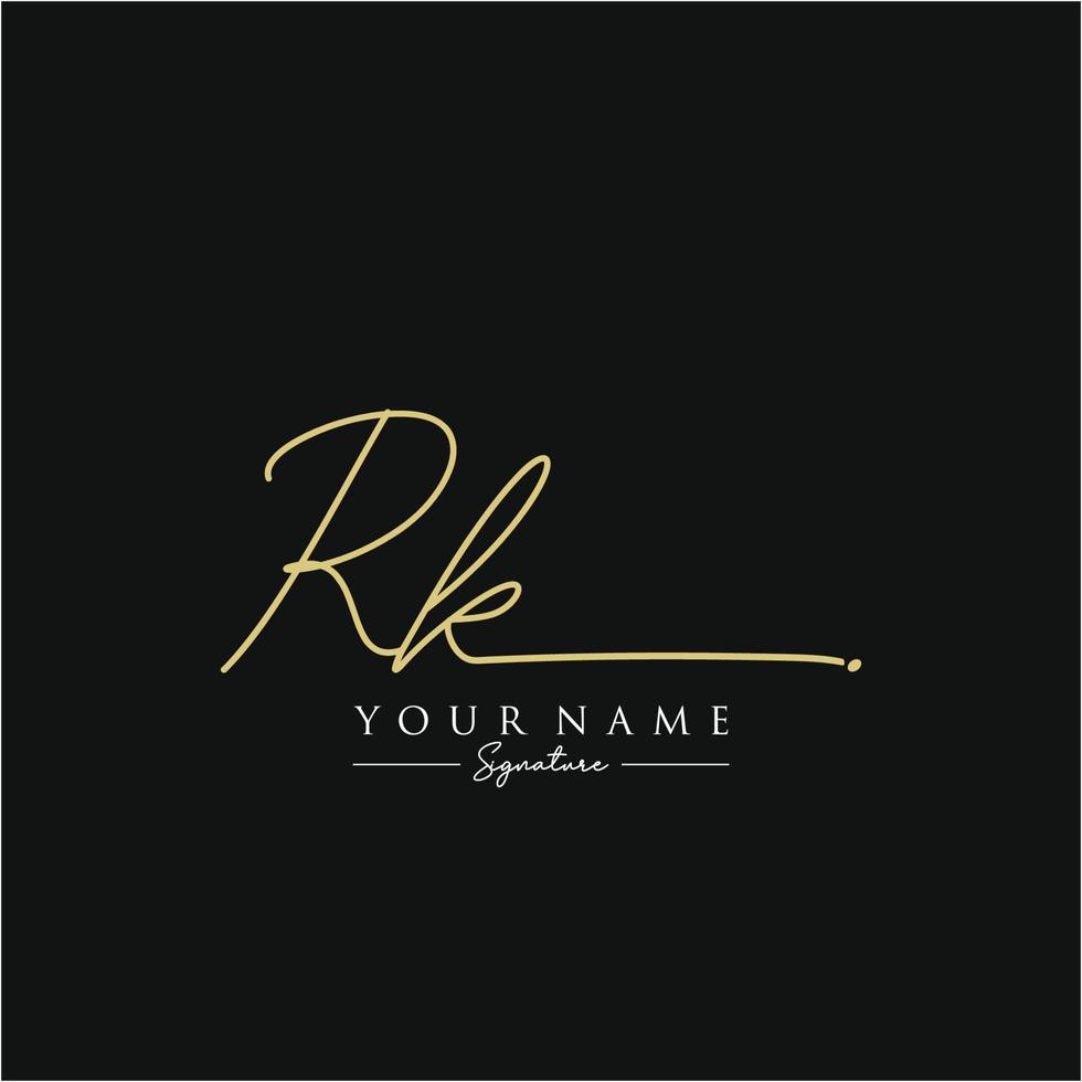 brief rk handtekening logo sjabloon vector