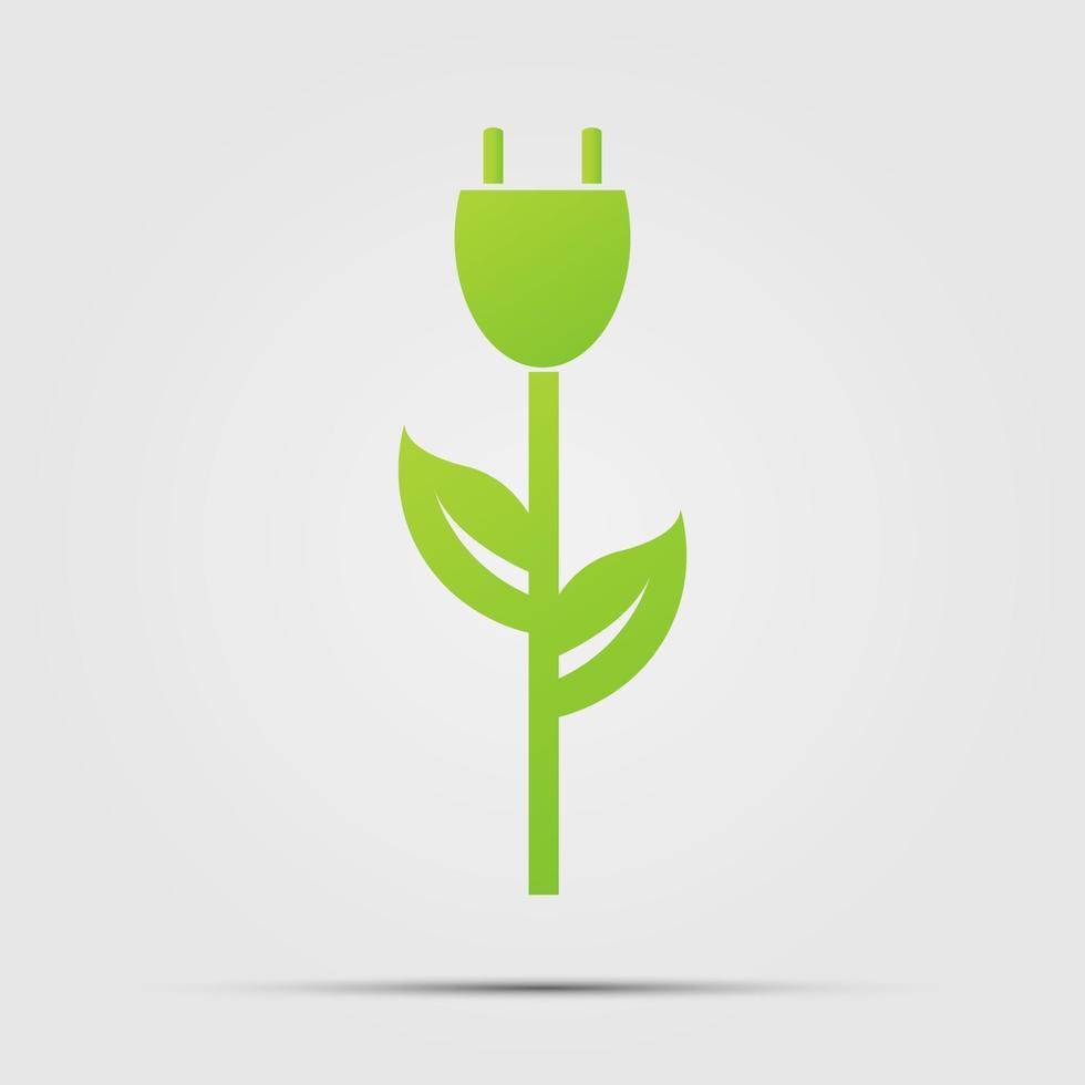 stekker groen ecologie embleem of logo. vector illustratie
