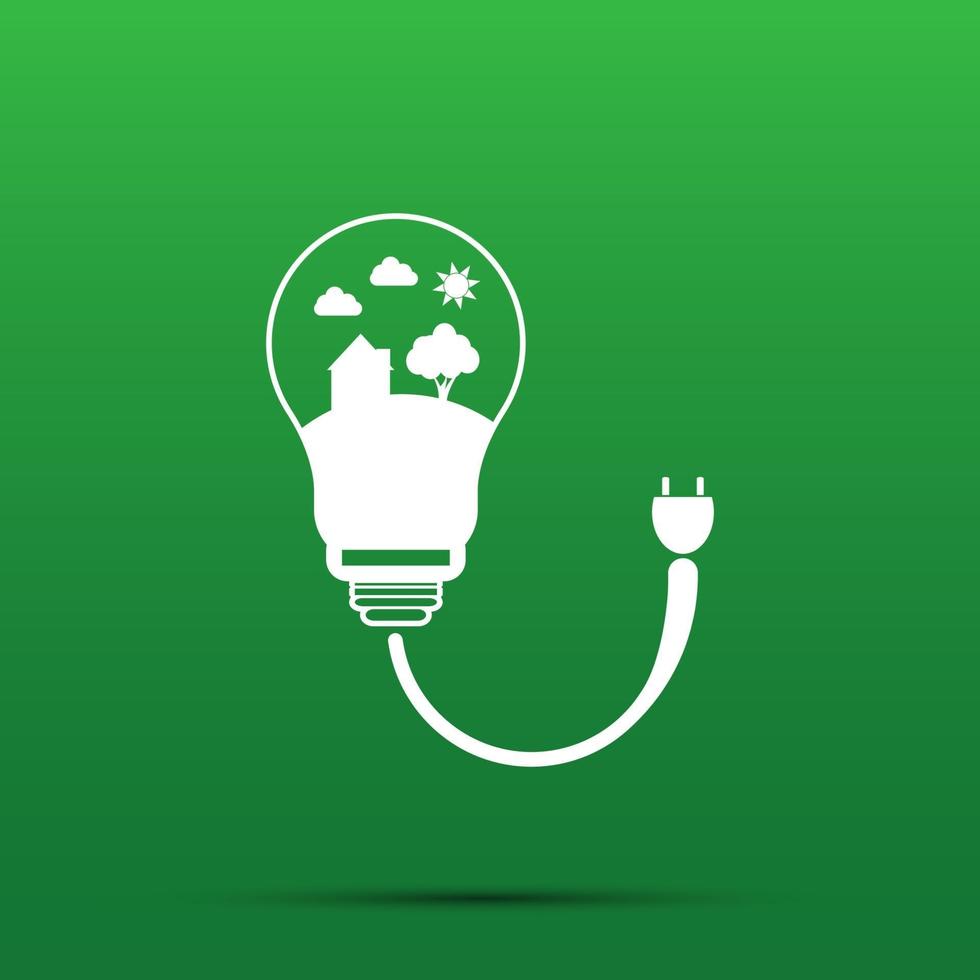 energiebesparend digitaal ontwerp in gloeilampen zijn energiebesparende huizen. vectorillustraties vector