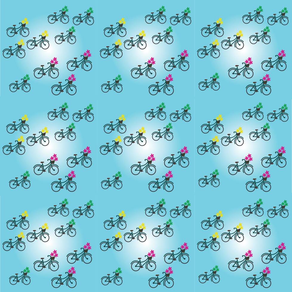 naadloos fiets patroon met bloemen mand vector