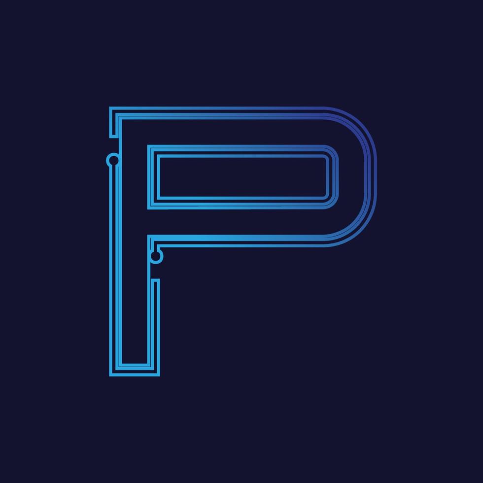 brief p tech logo ontwerp vector