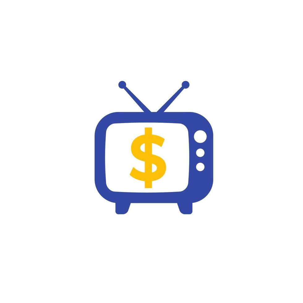 oude tv met dollarteken, vector logo