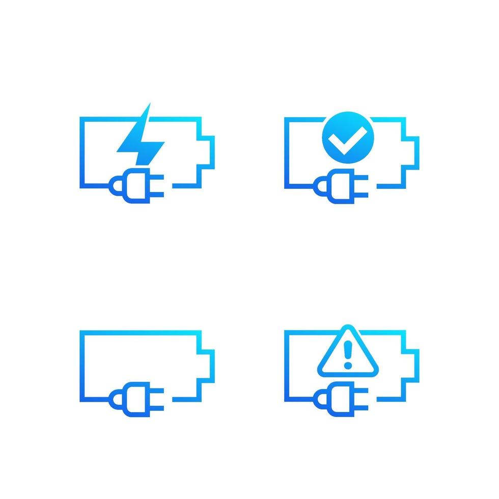 batterij en stekker pictogrammen op wit vector