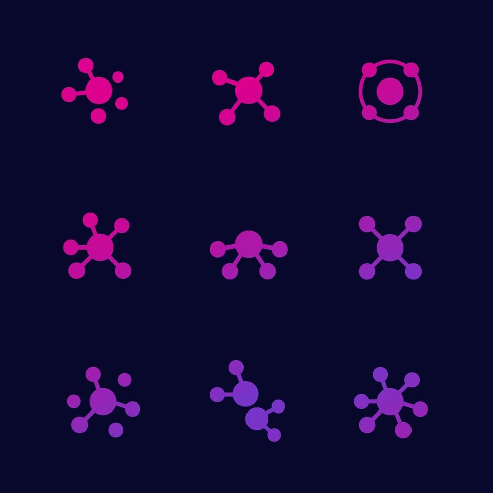 verbindingen of sluit geplaatste pictogrammen, vector aan