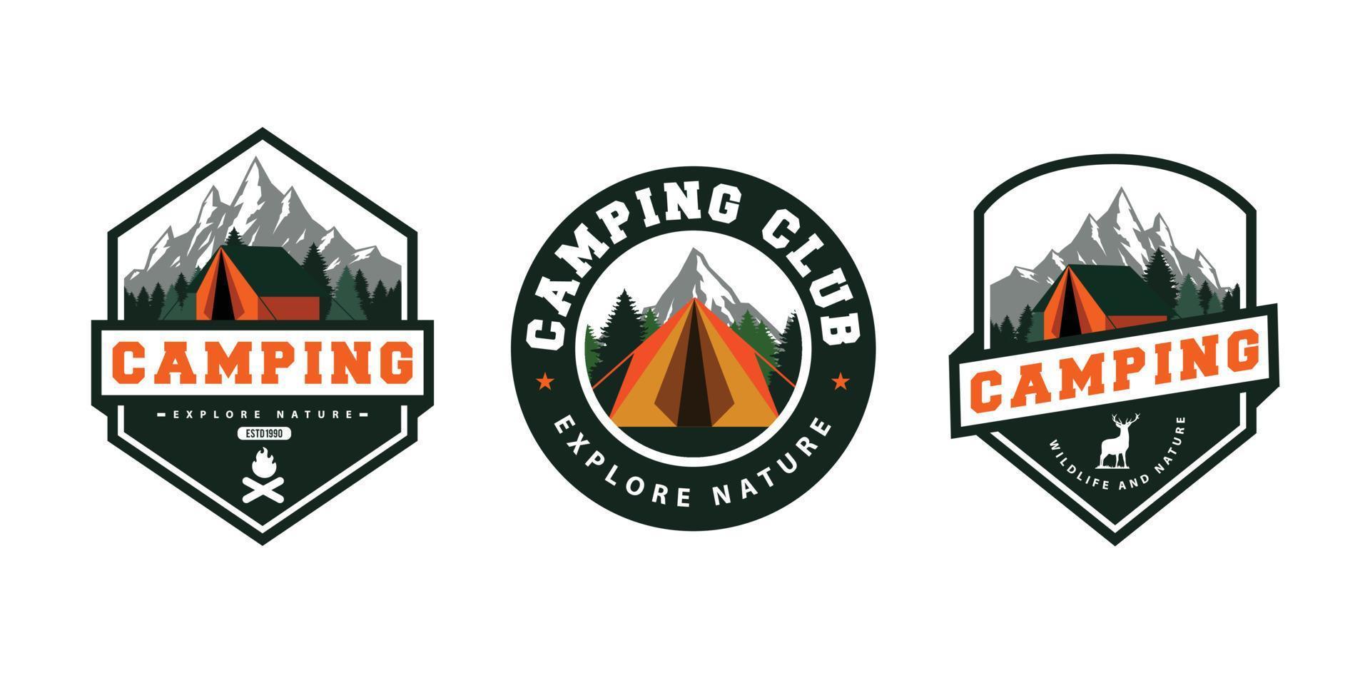 camping etiketten en insigne ontwerp vector