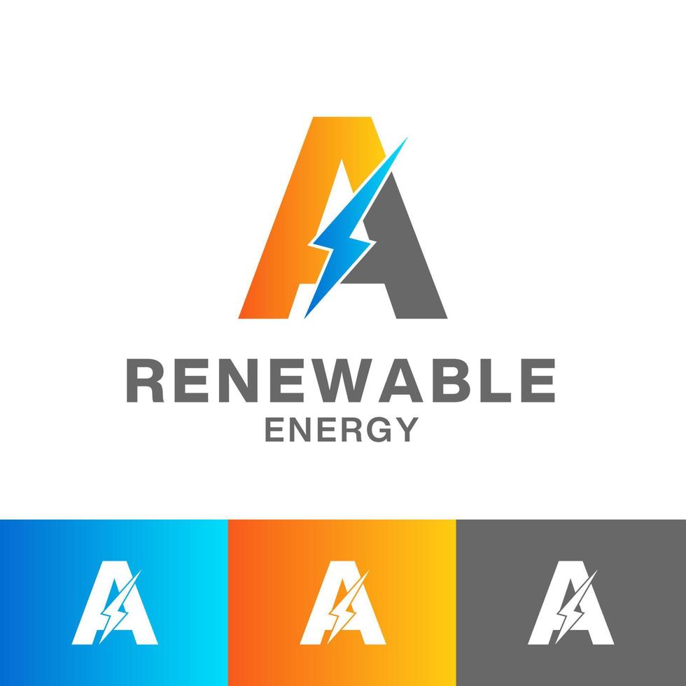 een brief hernieuwbaar energie logo ontwerp vector