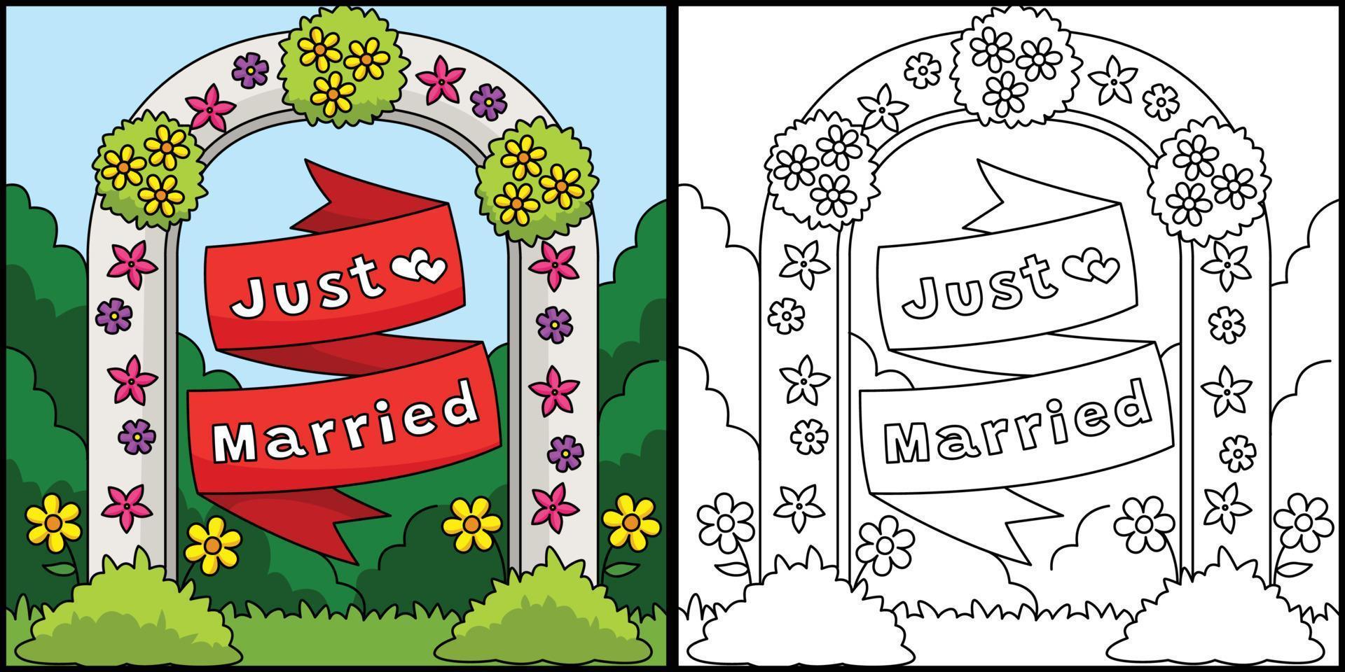 bruiloft alleen maar getrouwd bloem boog illustratie vector