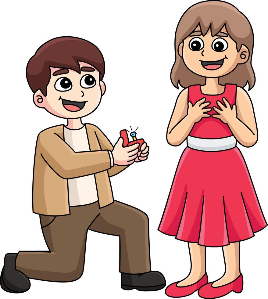 bruiloft voorstel tekenfilm gekleurde clip art vector
