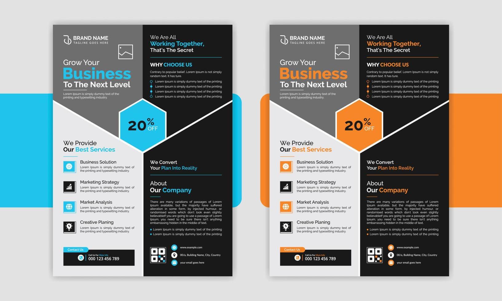 creatief flyers voor bedrijf evenementen en promoties, professioneel bedrijf flyers voor elke gelegenheid, professioneel flyers voor effectief marketing, modern flyers voor vandaag bedrijf behoeften. vector