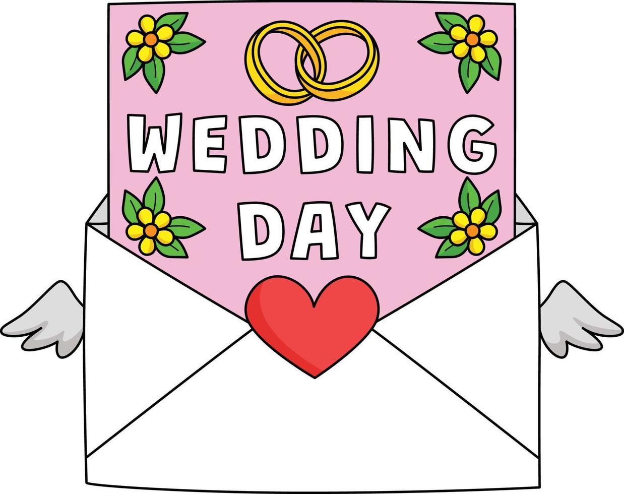 bruiloft dag brief tekenfilm gekleurde clip art vector