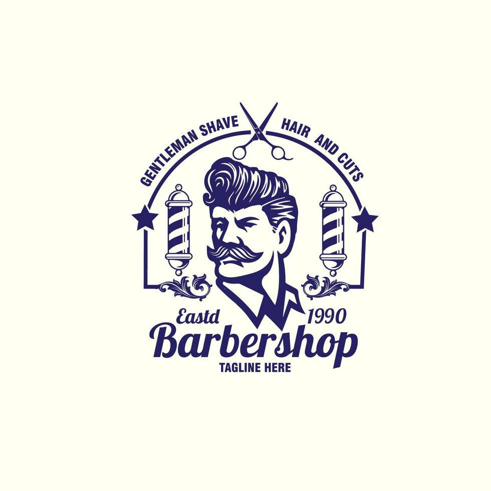 wijnoogst logo kapper winkel vector illustratie