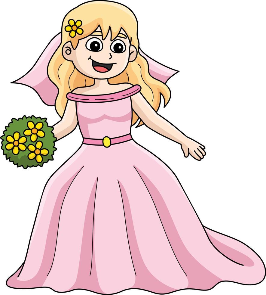 bruiloft bruid tekenfilm gekleurde clip art illustratie vector