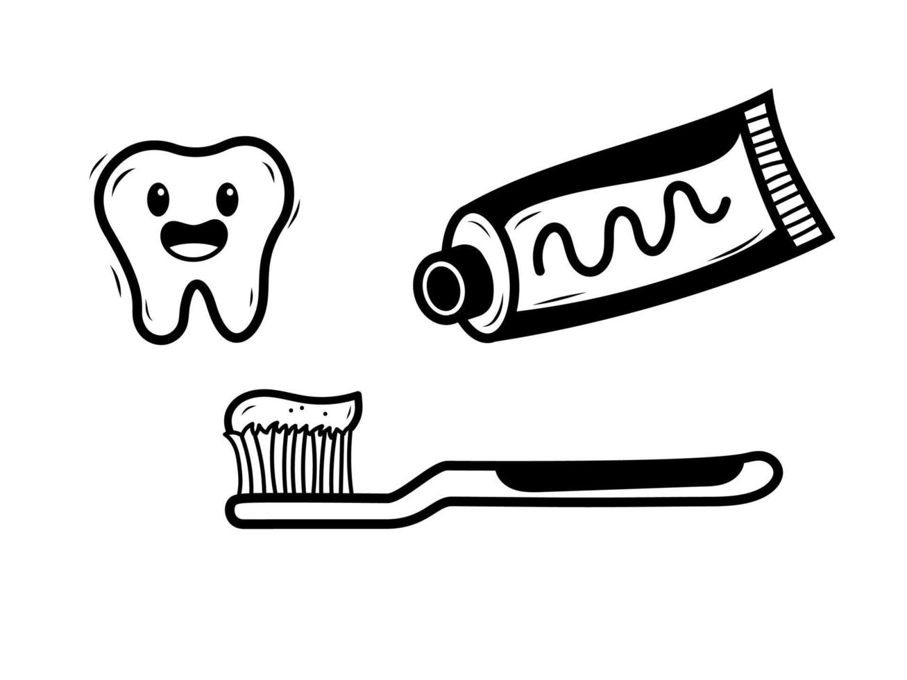 tandpasta en tandenborstel vector illustratie met hand getekend stijl geïsoleerd Aan wit achtergrond