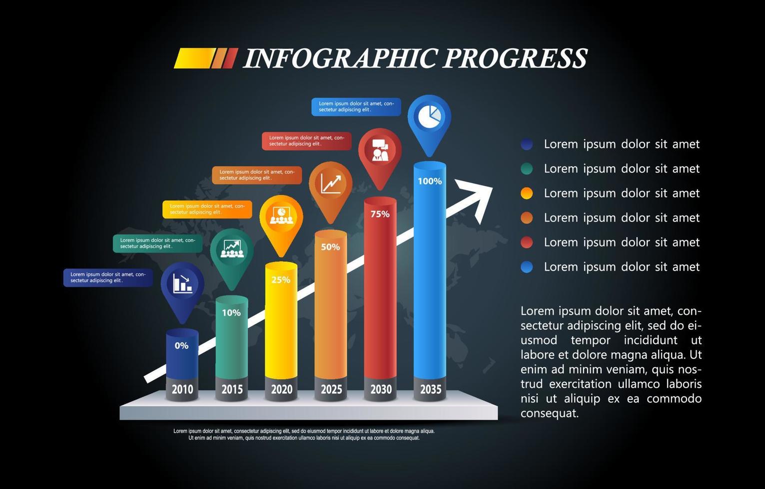 vooruitgang infographic sjabloon vector