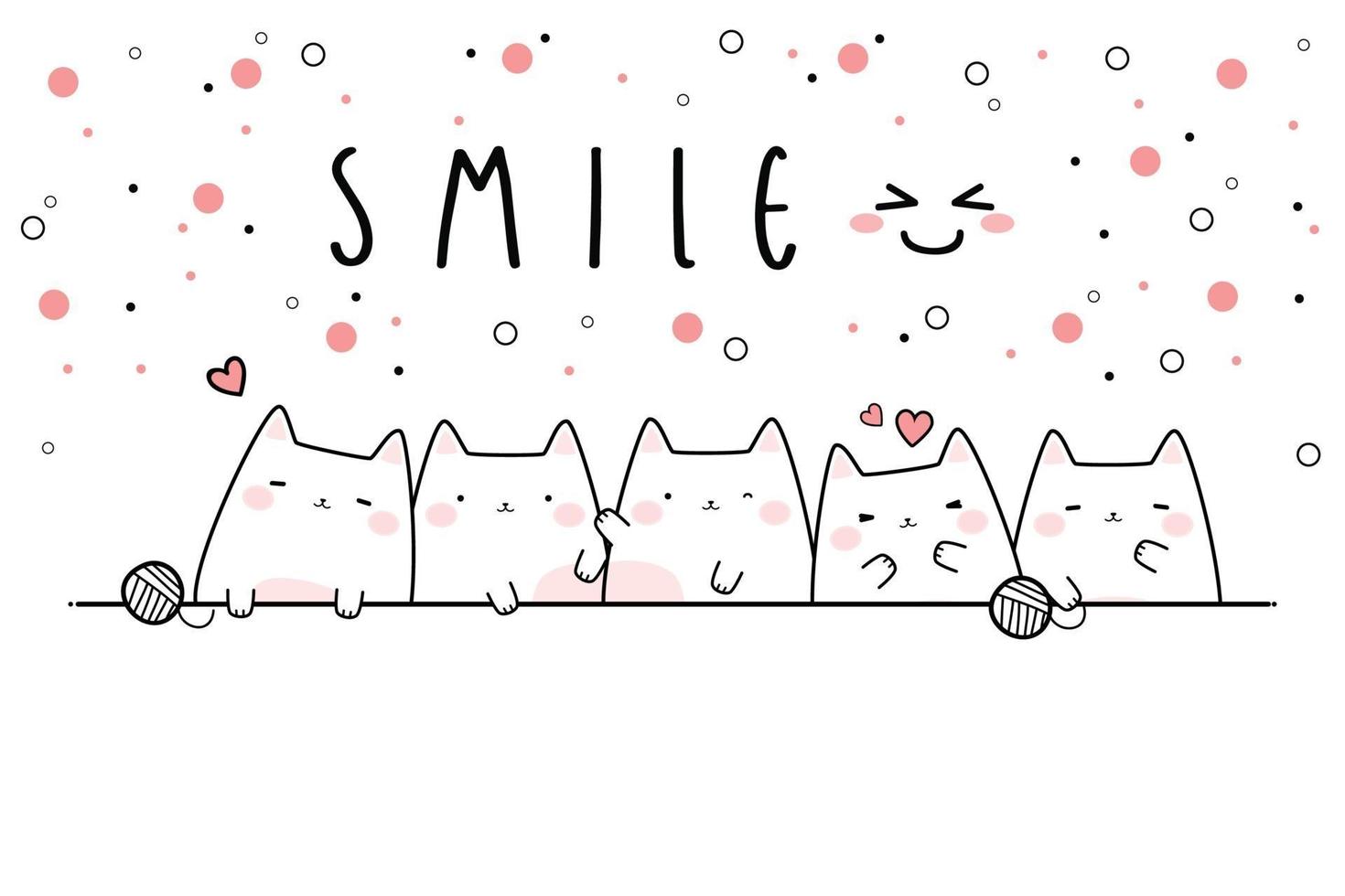 schattige mollige kat kitten familie cartoon doodle wenskaart vector