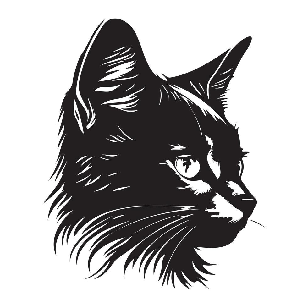 kat gezicht, silhouetten kat gezicht Svg, zwart en wit kat vector