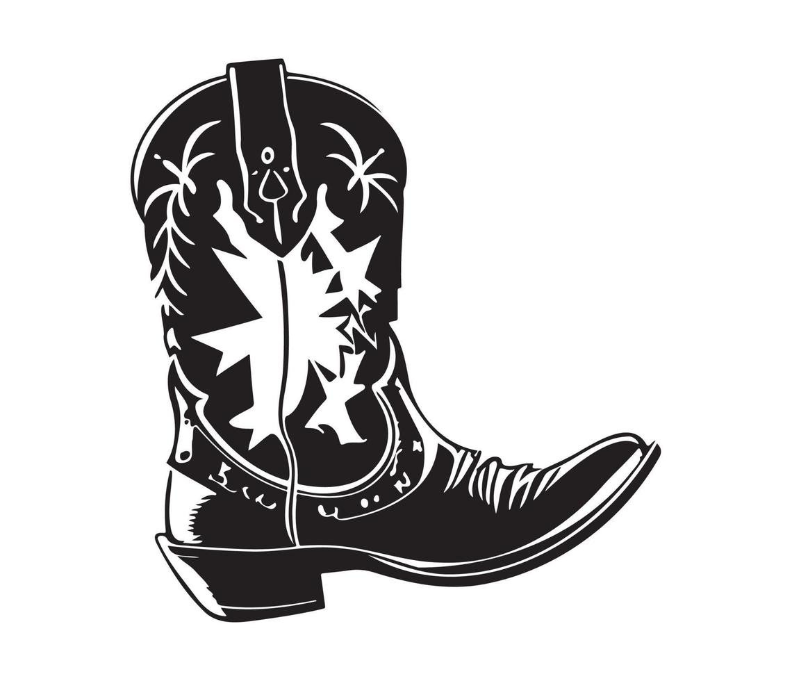 cowboy laarzen, veedrijfster laarzen vector zwart grafisch illustratie