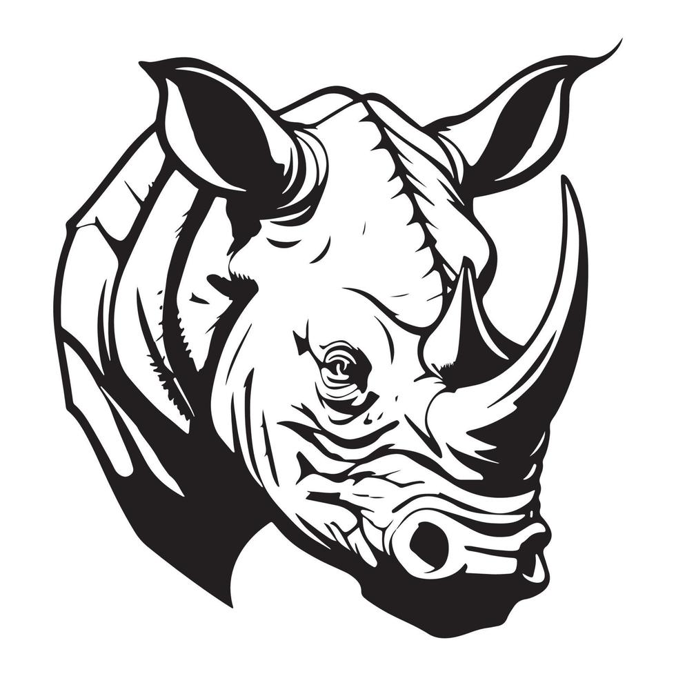 hoofd van neushoorn vector illustratie, neushoorn logo