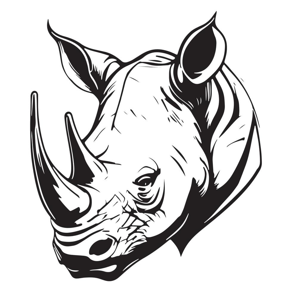 hoofd van neushoorn vector illustratie, neushoorn logo