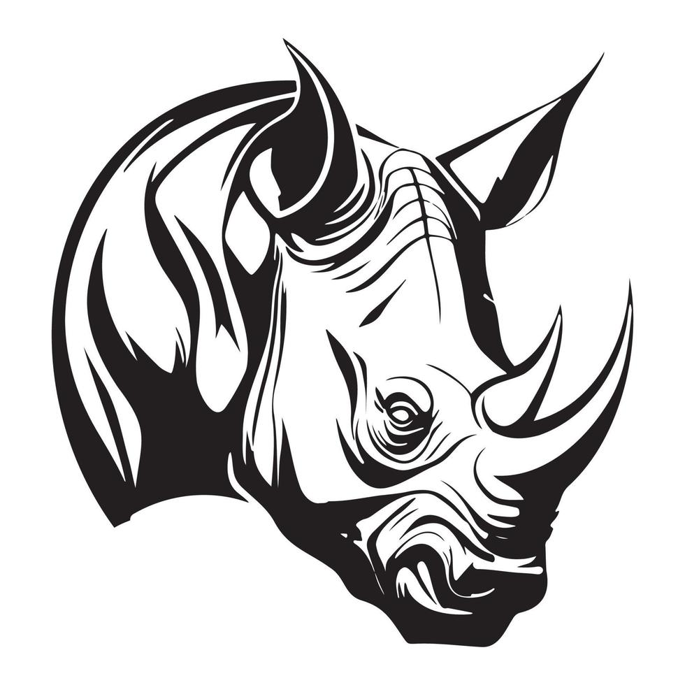 hoofd van neushoorn vector illustratie, neushoorn logo